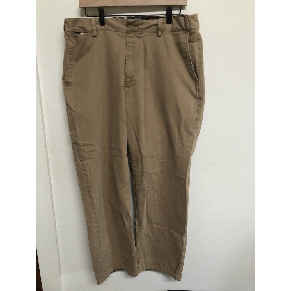 American Living Men’s 36X30 Khaki Pants Plaid Lined Straight Leg Thick